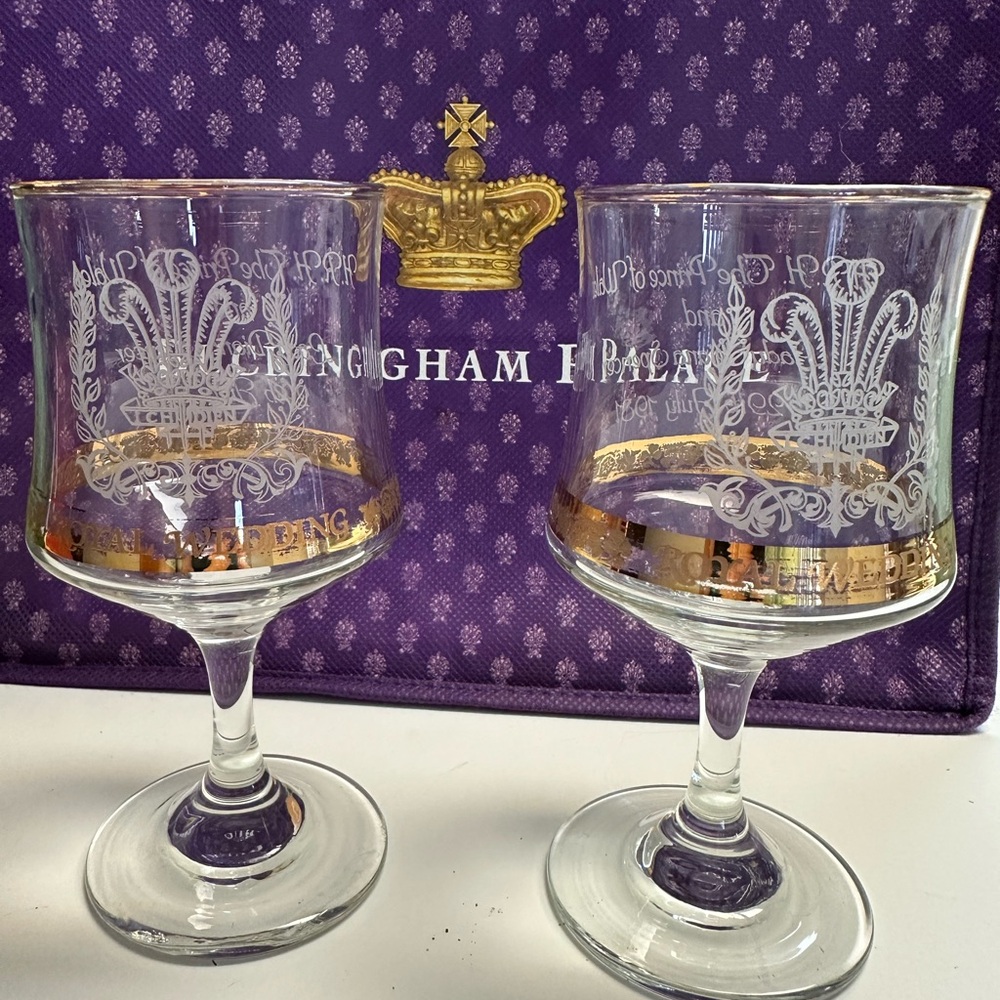 Lady Diana’s Wedding Memorabilia-Etched Goblets